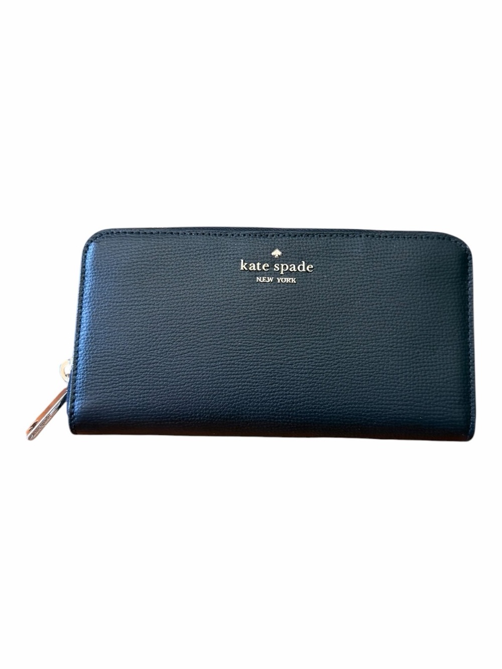 Kate Spade Leila Large Continental Wallet Black Pebbled Leather Zip Around